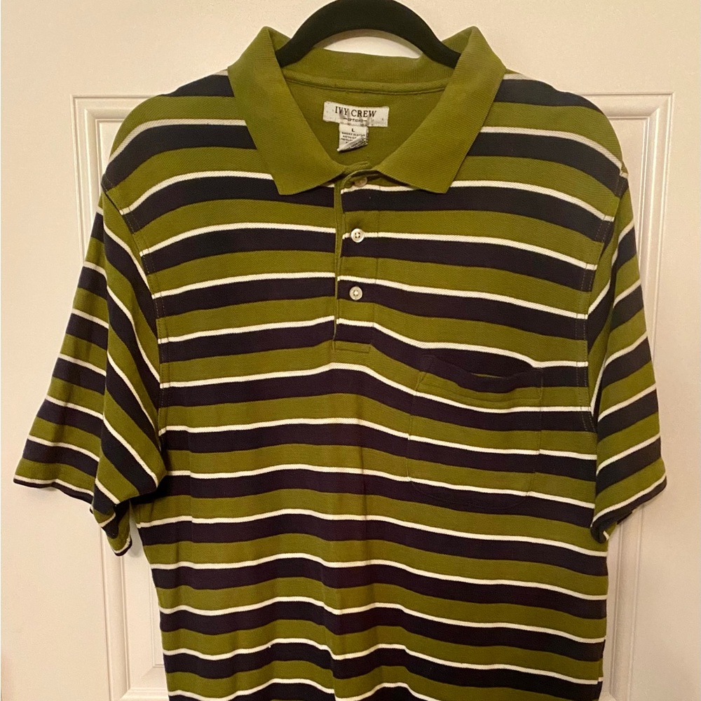 Ivy Crew Large Green and Blue Short Sleeve Men’s Polo